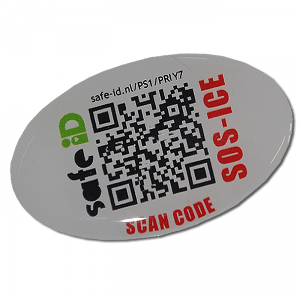 De Safe-iD SOS Biketag plakt gemakkelijk op je frame of helm De Safe-iD SOS Biketag plakt gemakkelijk op je frame of helm