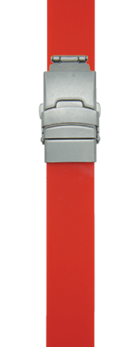 De Safe-iD SOS-armband zonder QR tag rood, voorkant drie-vouw-sluiting De Safe-iD SOS-armband zonder QR tag rood, voorkant drie-vouw-sluiting