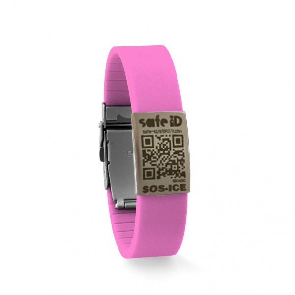 De Safe-iD SOS-armband in zes kleuren – roze De Safe-iD SOS-armband in zes kleuren – roze